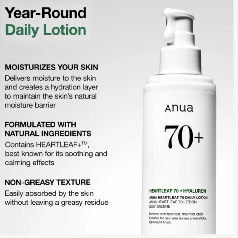 Anua Heartleaf 70% Daily Lotion, 6.76 fl oz - Expires 2027/ FREE GWP